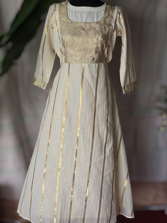 A line kurti with golden stripes