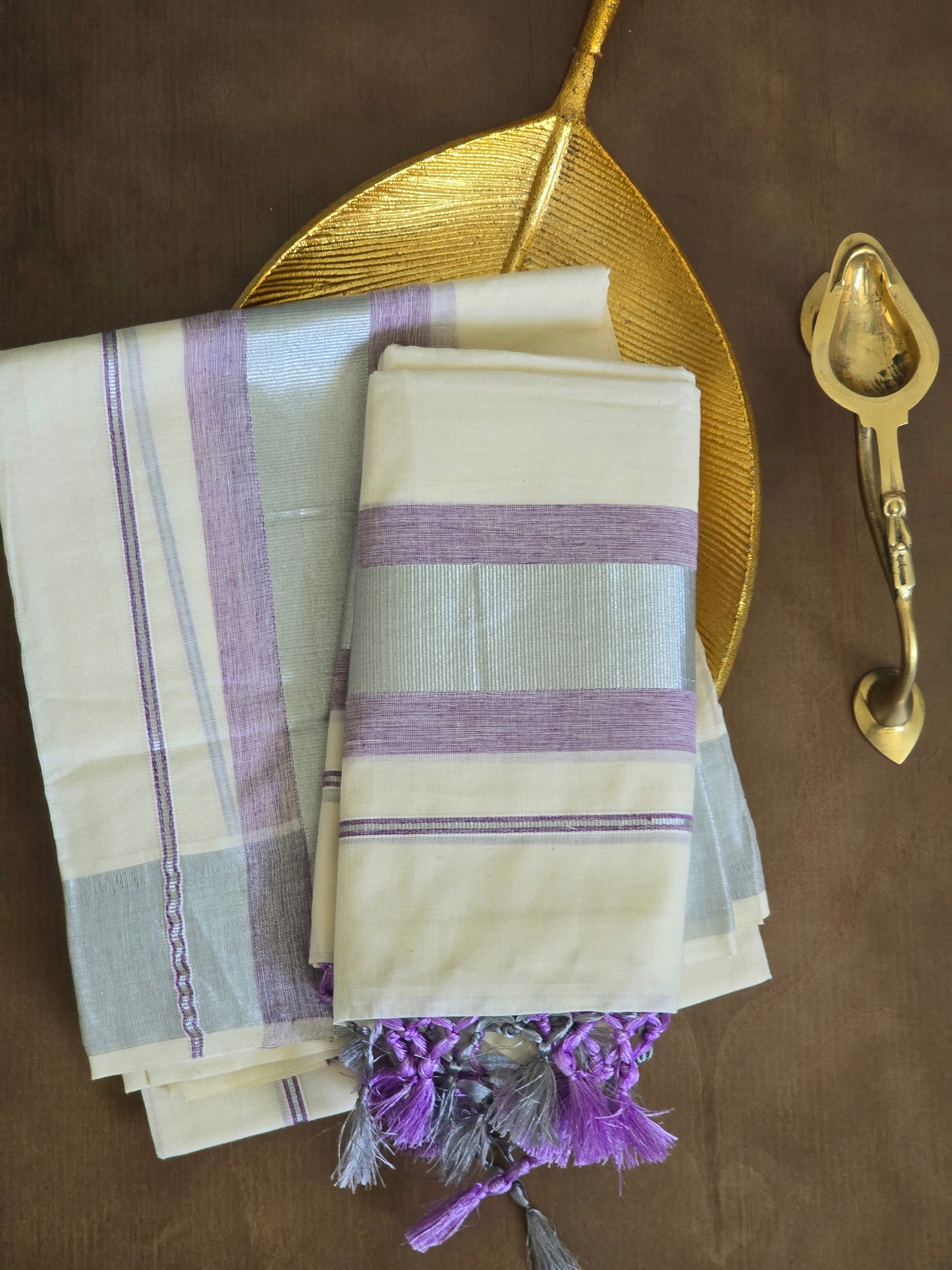 Cotton set mund with lavender-silver combo