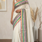 Mul cotton saree with multicolor border (fall and pico done)NO Blouse piece