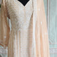 Pure georgette chikankari 3 pc salwar suit set (light peach)