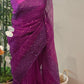 Pure muslin silk saree with sequins-stitched blouse