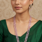 Double layer beads ( dusty peach) chain with earrings