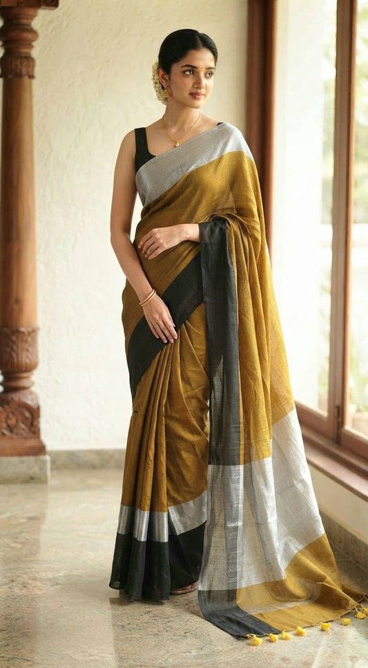 Semi Tissue multi color saree-fall and pico ready-Bp