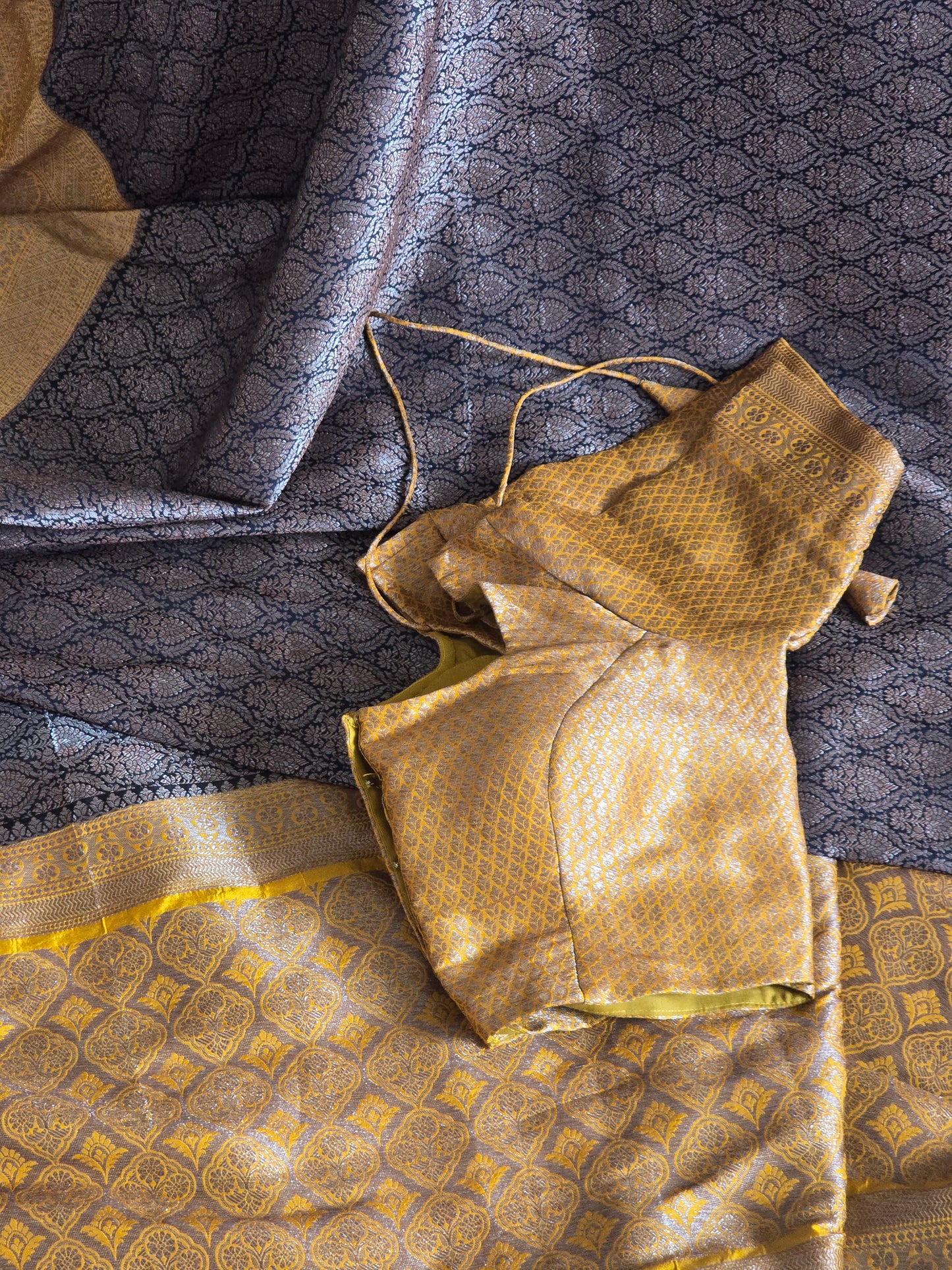 Semi katan silk saree with stitched blouse