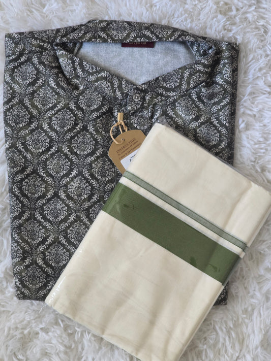 Mens kurta(green) with mund combo