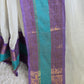 Mul cotton saree with blue and lavender kanchee border (fall and pico done)NO Blouse piece