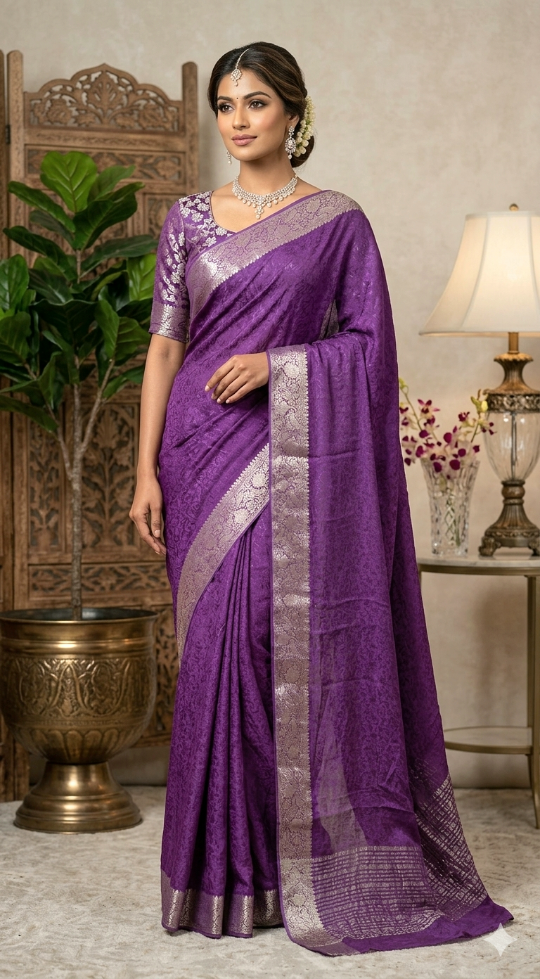 Crape georgette saree with stitched blouse