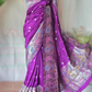 Munga silk saree paithani weaved border- Stitched blouse