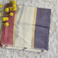 Cotton set saree with multi color lines