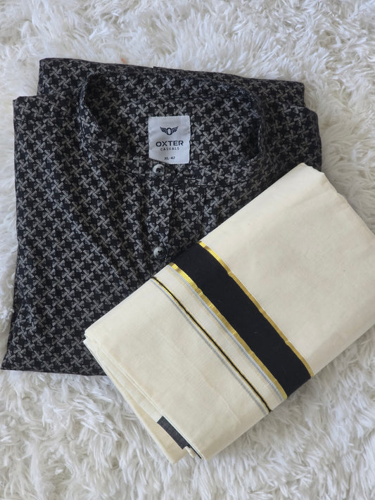 Mens short kurta ( black) with black mund combo
