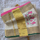 Premium cotton set saree with lotus design
