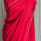 Georgette designer saree with cutdana work- sleevless blouse
