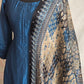 Semi raw silk 3pc salwar suit set(blue)