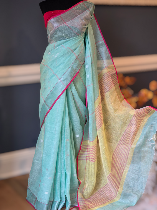 Linen saree with multi shade- BP
