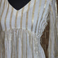 A line kurti with golden stripes ( off white)