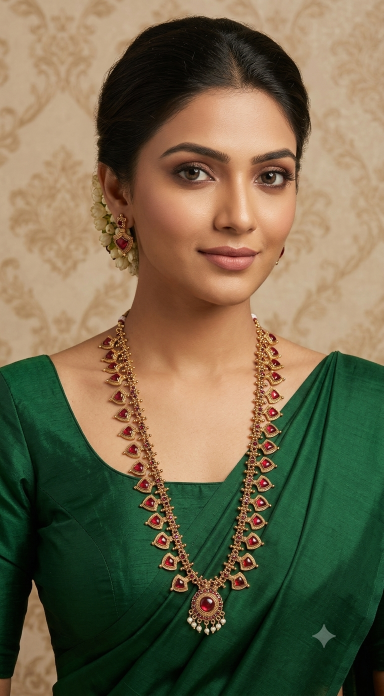 Palakka Long haaram with earrings