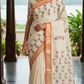 Premium cotton kerala saree with floral block print design-stitched blouse