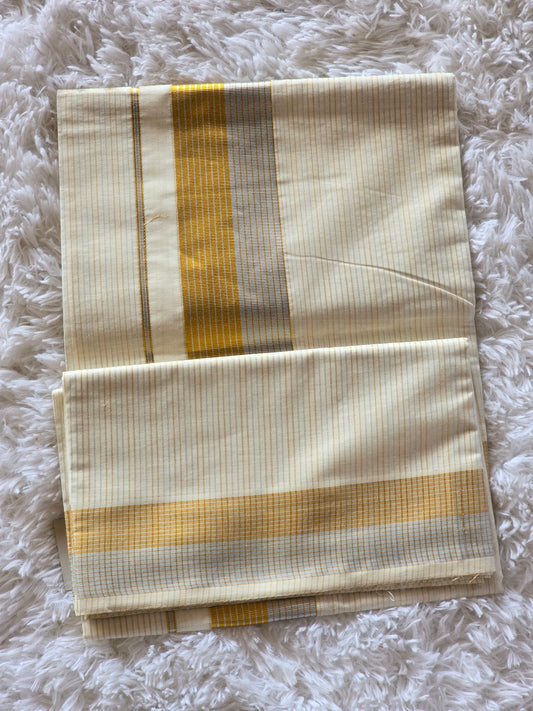 Cotton premium set mund with stripes- silver gold comb