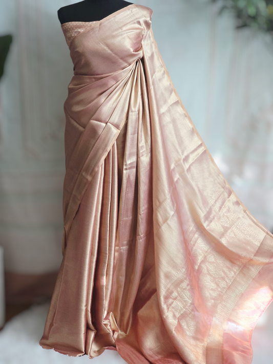 Semi banarasi tissue saree with stitched blouse