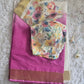 Premium cotton kerala saree duel tone- stitched printed blouse