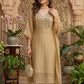 Party wear Tissue silk kaftan set(2 pc)( light gold)