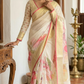 Semi silk saree with floral design- stitched blouse( sleeve)(34-42 size