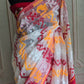 Cotton Saree with red and white comb- stitched blouse