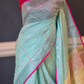 Pre book Onam saree- Linen by linen body check- Green- With blouse piece (delivery time 2 weeks)