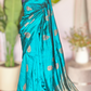 Pure tussar raw silk saree with stitched blouse