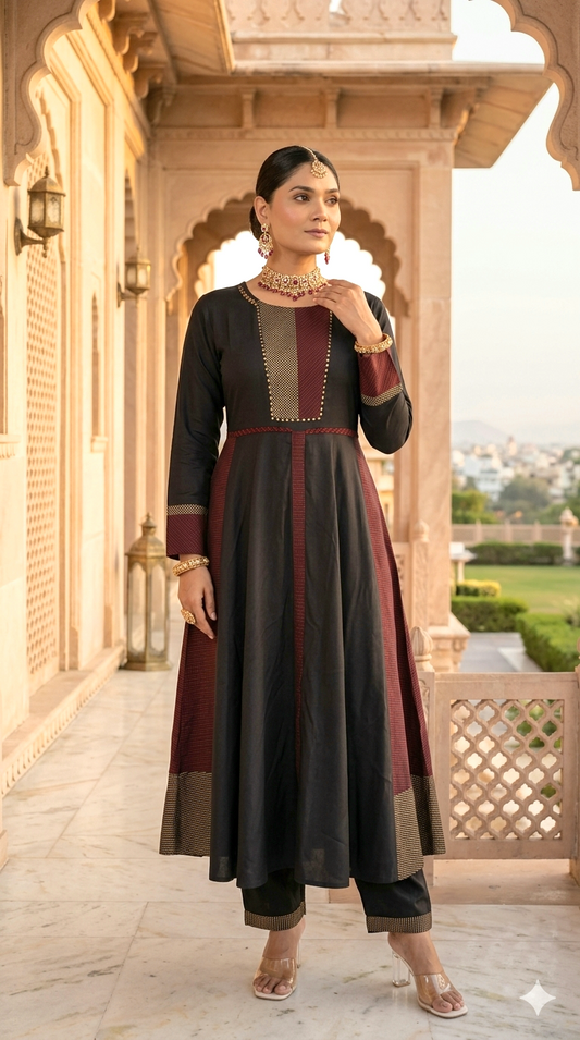 German Rayon A line kurti set