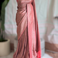 Semi katan silk saree (peach)with stitched blouse