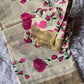 Kerala saree with pink floral-stitched blouse