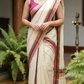 Premium cotton Onam set mund pink/ brown (3.85*280)