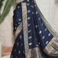 Navy blue banarasi saree with BP