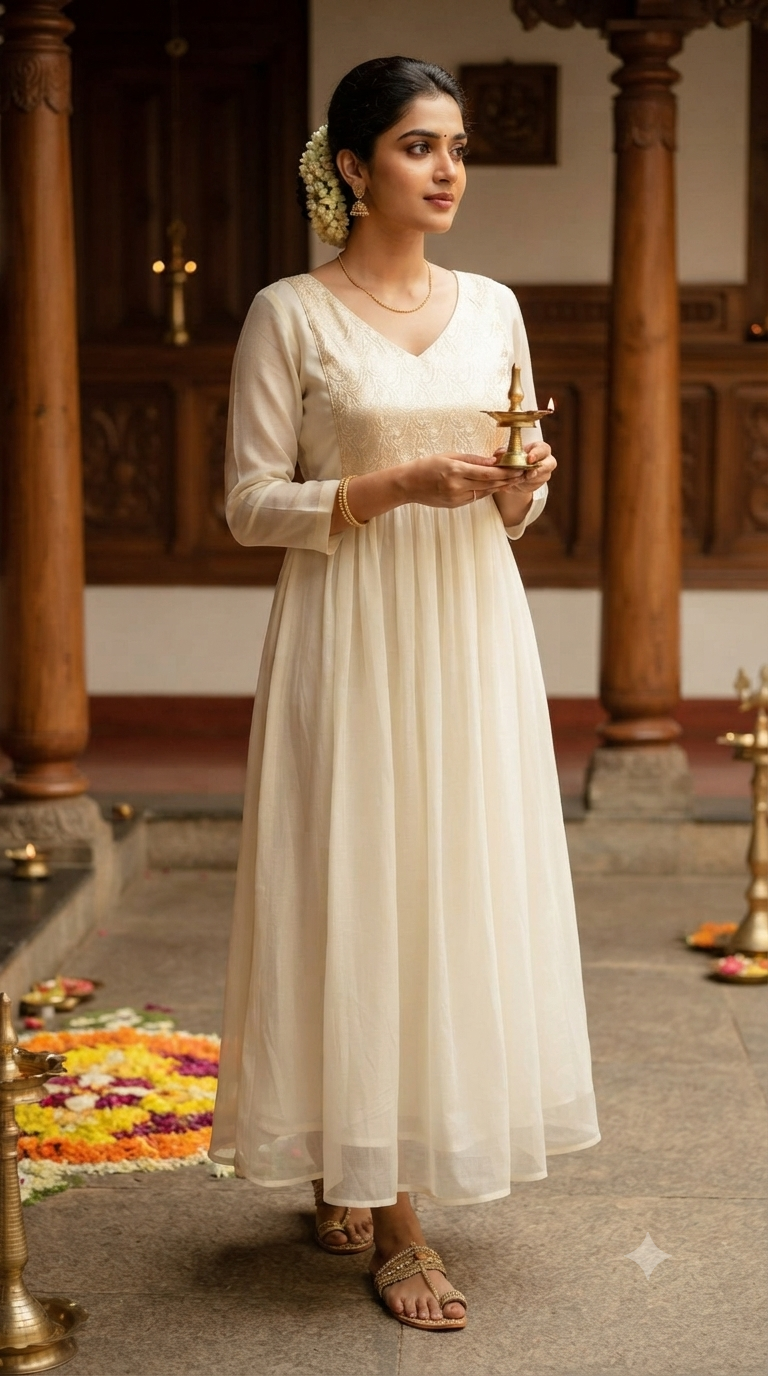 A line kurti with yoke design