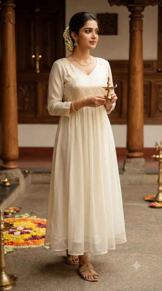 A line kurti with yoke design