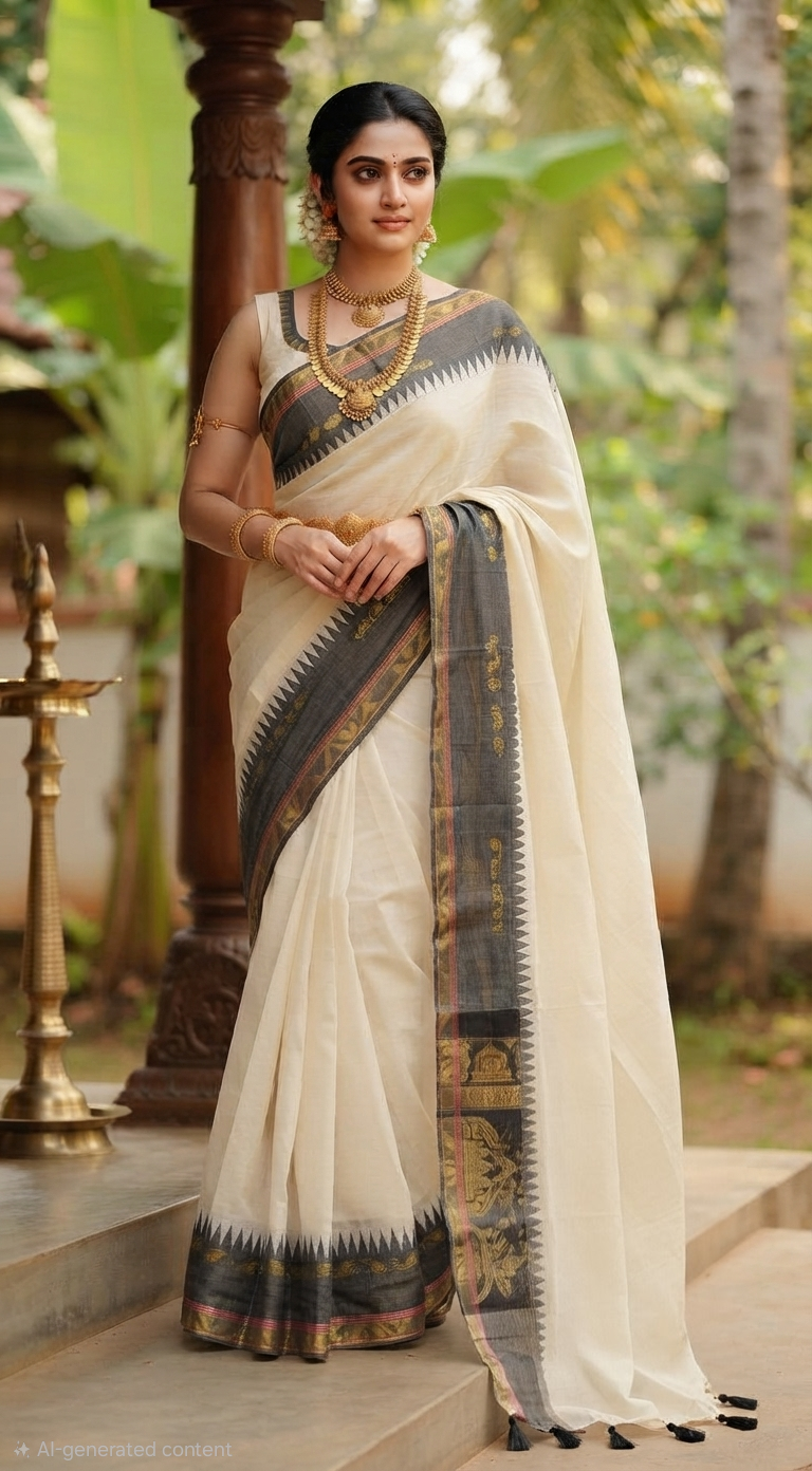 Mul cotton saree with  kanchee border( fall and pico ready)- BP