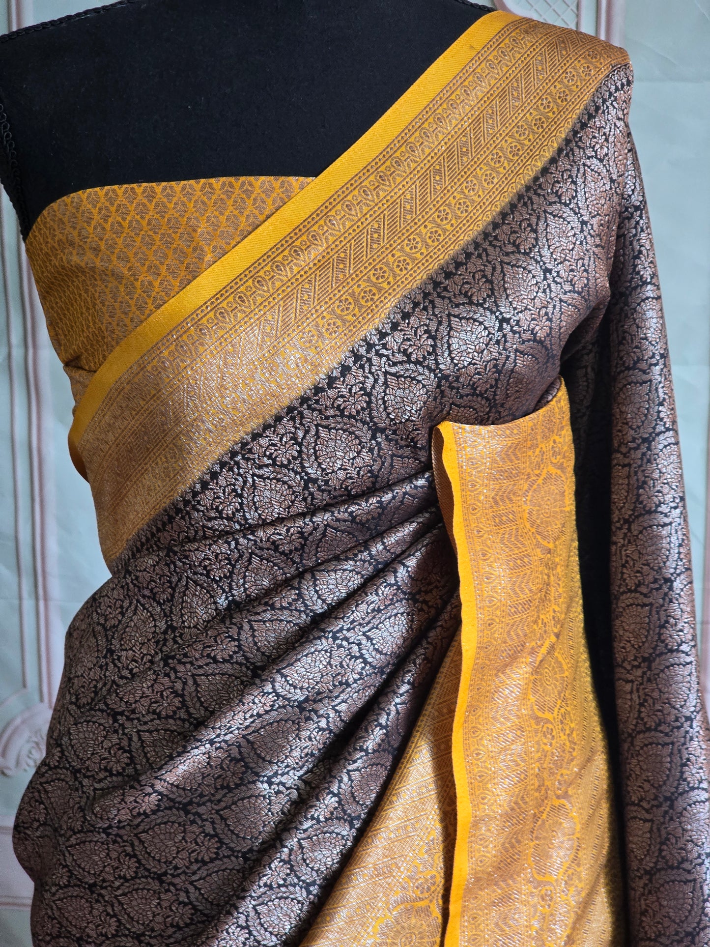 Semi katan silk saree with stitched blouse