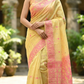 Soft cotton tussar saree with jamdani weaving ( Light yellow pink)- BP