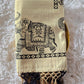 Tissue set saree with black elephant print on border and pallu