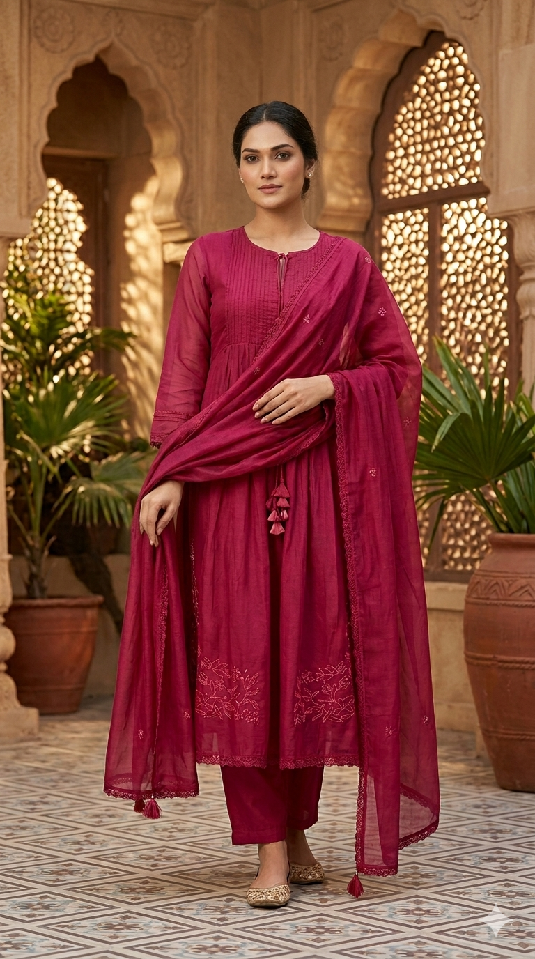 Premium mul chanderi 3 pc salwar suit