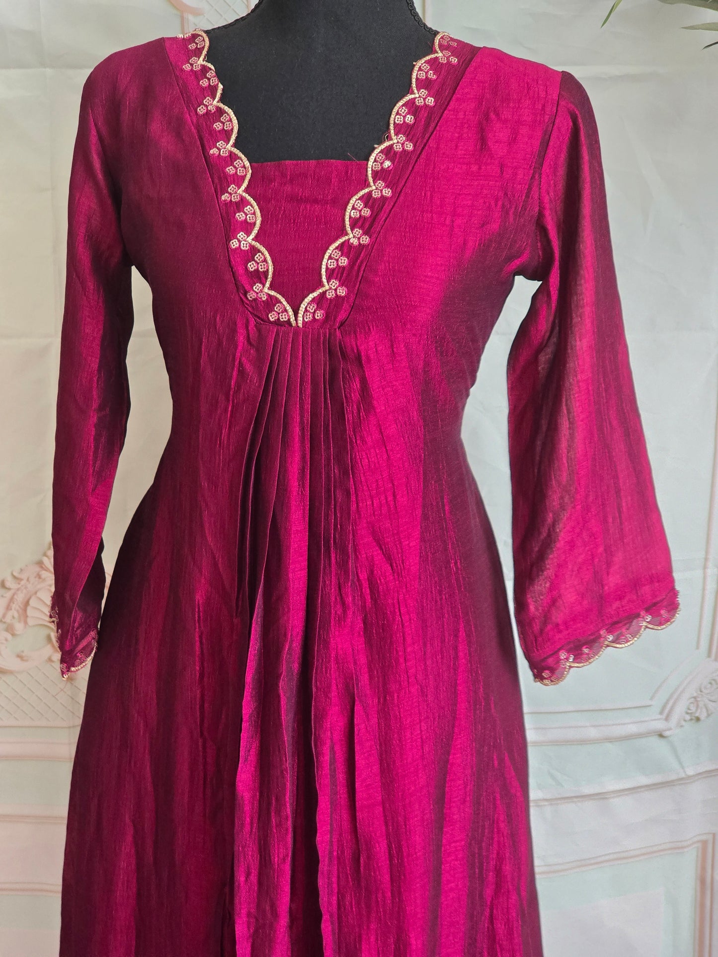 Semi silk A line kurti with dupatta
