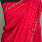Georgette designer saree with cutdana work- sleevless blouse