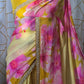 Crape georgette designer saree with floral design- stitched blouse