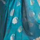 Soft silk kancheepuram with silver design- stitched sleevless blouse