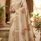 Semi tissue silk saree qith floral design- stitched blouse size 32-38