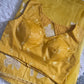 Turquish organza saree (Yellow) with applique work- stitched blouse