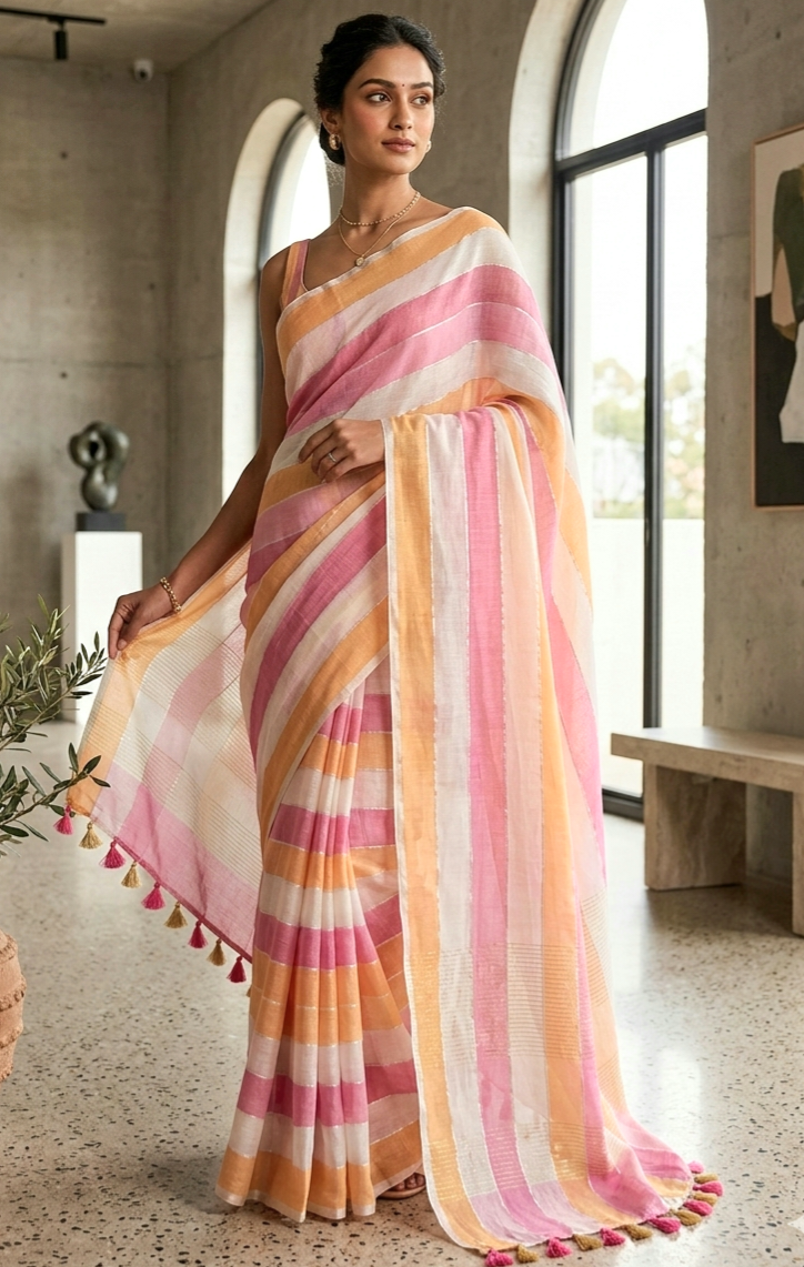 Mul cotton multi color saree - No BP