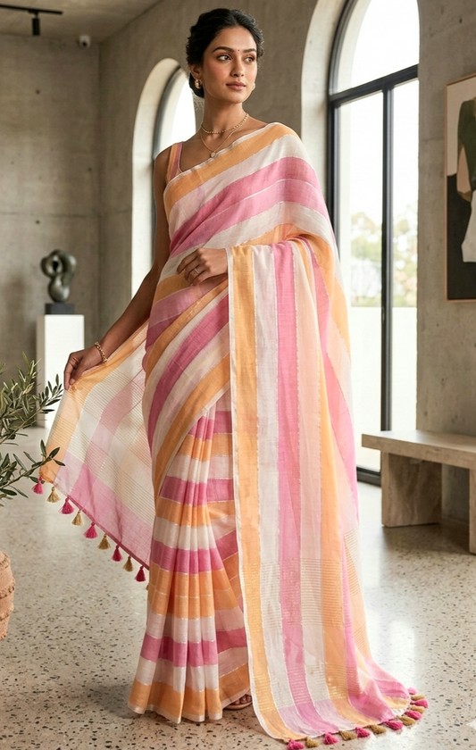 Mul cotton multi color saree - No BP