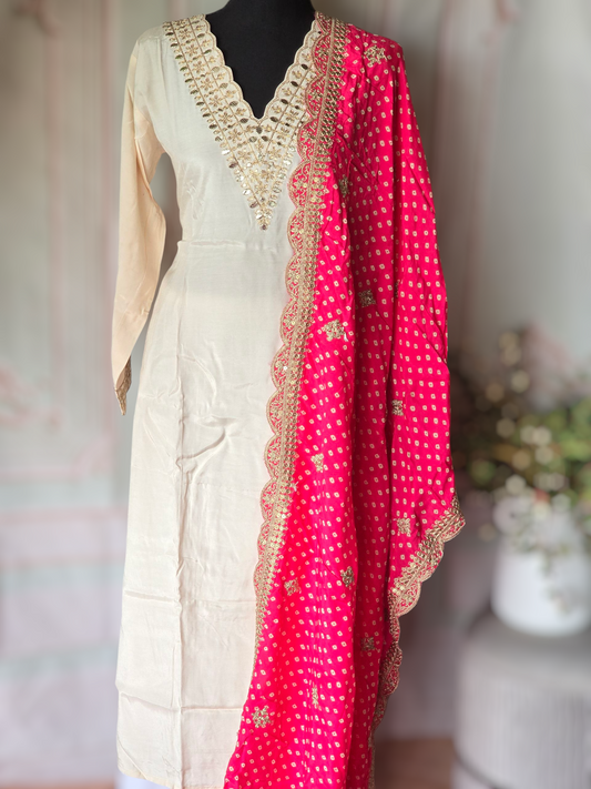 Creme color 3 pc salwar suit set